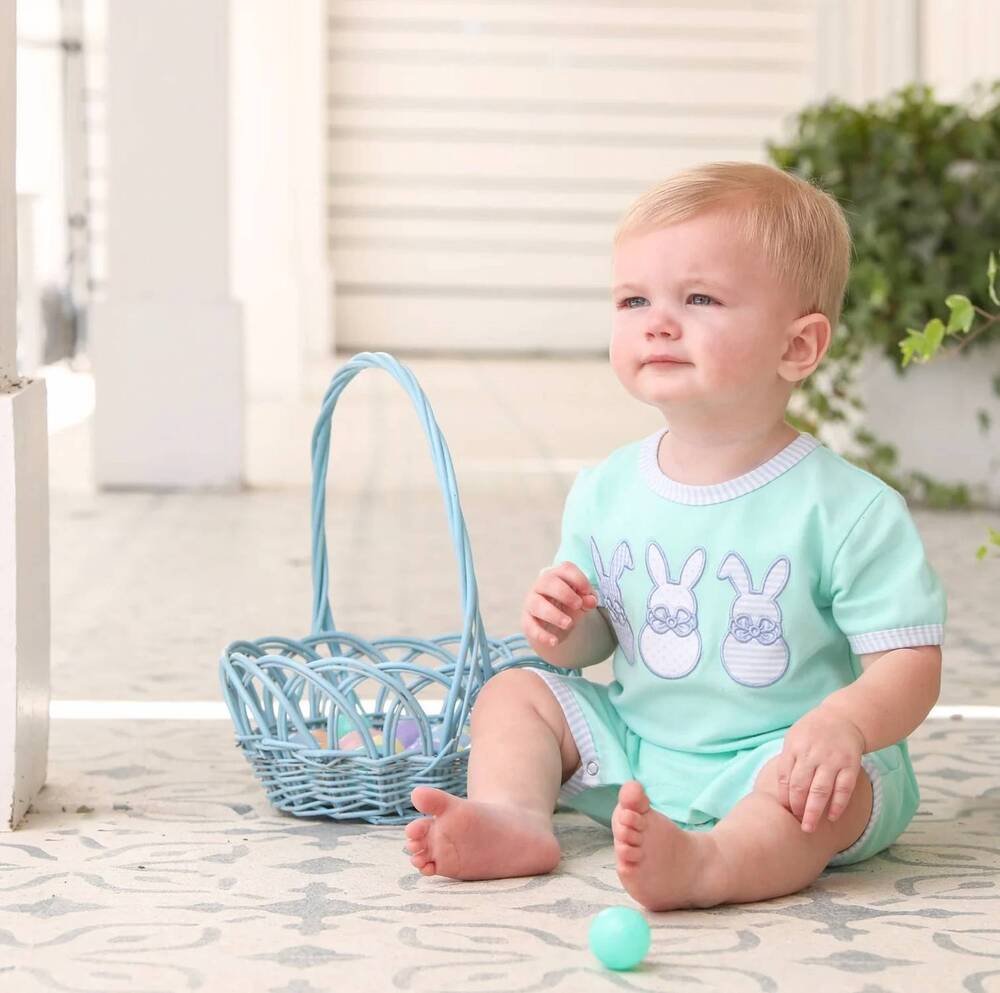 NEW TROTTER STREET KIDS bunny trio romper in mint